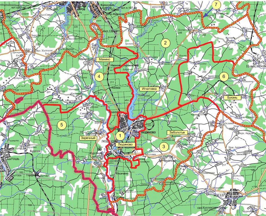 Карта людиновский район калужской области
