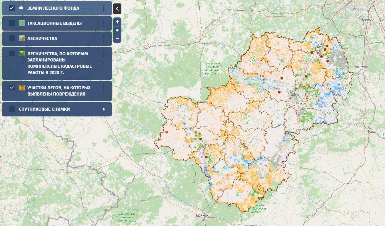 Карта лесов калужской области