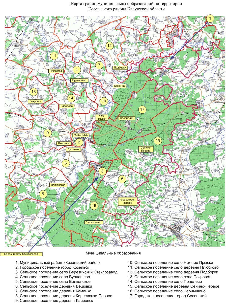 Карта козельского района калужской области