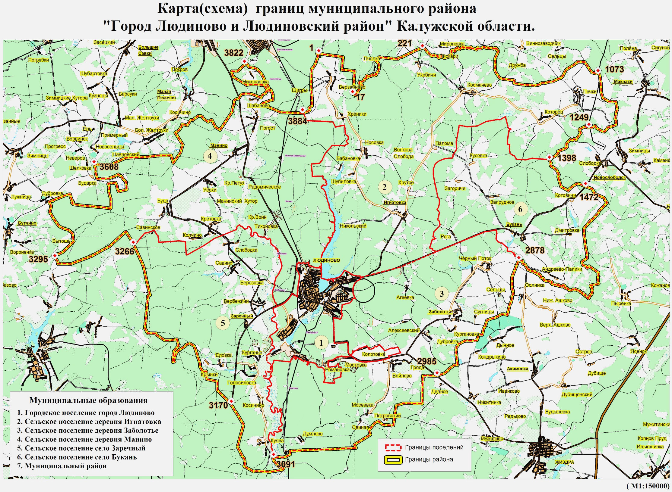 Карта калужской области людиново