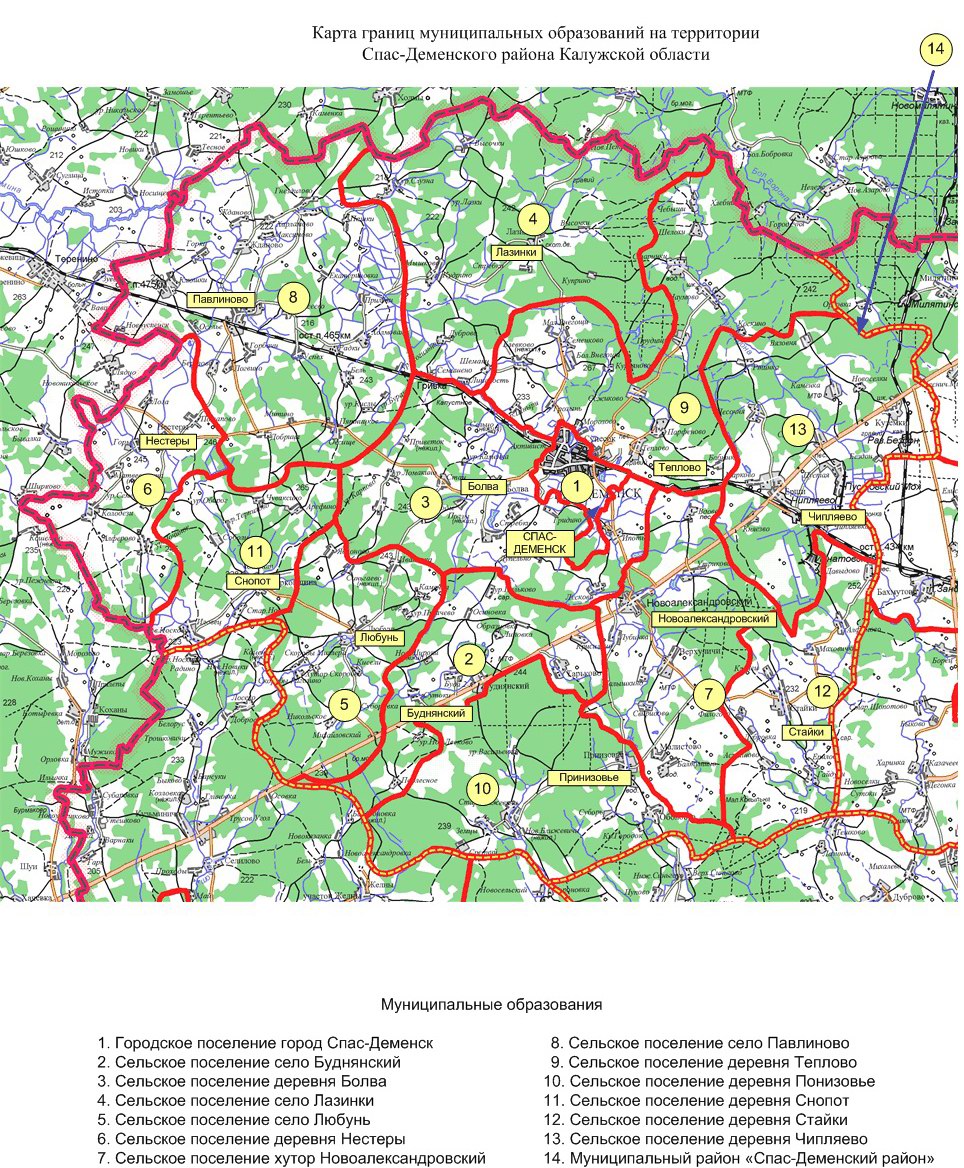 Карта спас деменского района калужской области